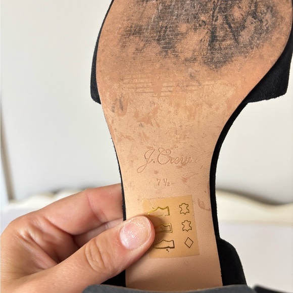 J. Crew Penny Ankle Strap Black Suede Open Toe Block Heeled Sandals Size 7.5 - Picture 10 of 11